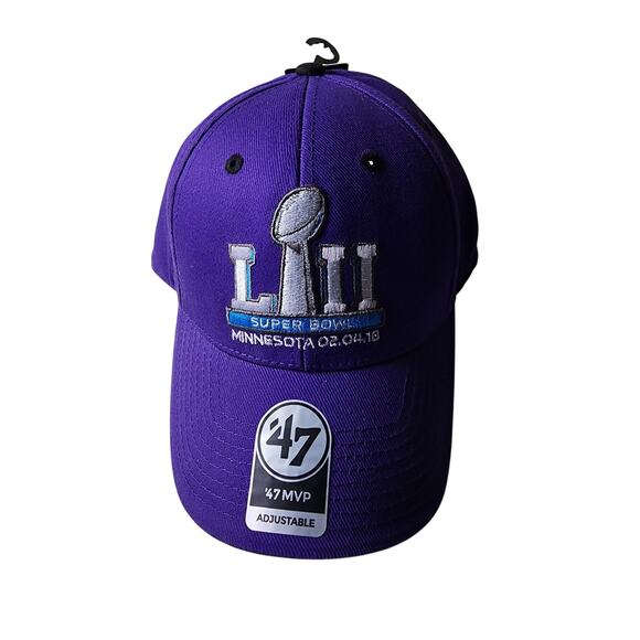 NFL + 47 BRAND Purple SUPER BOWL LII 2018 NEW Y2K Adjustable Hat - NWT - Picture 1 of 8